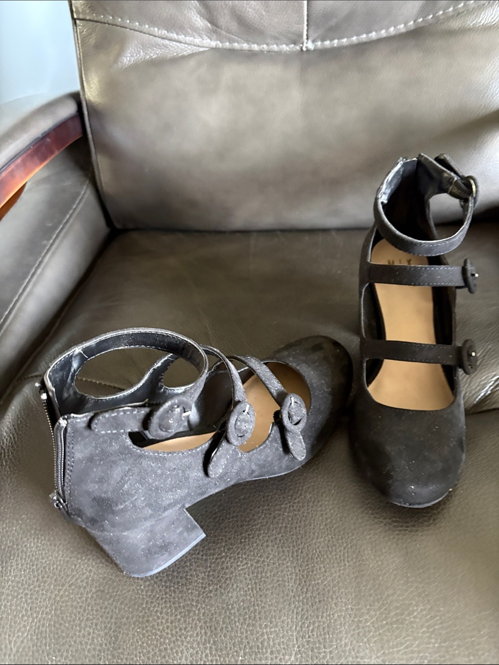 Mix No. 6 Black Suede Mary Jane Block Heel Pumps